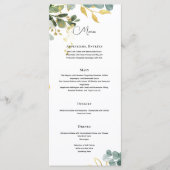 MENU Eukalyptus Verlasse Grünes Gold Elegant Menükarte (Vorderseite)