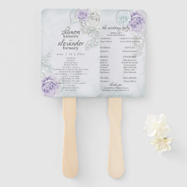 Menü Fan Elegant Lilac Blue White Rose Floral Fächer