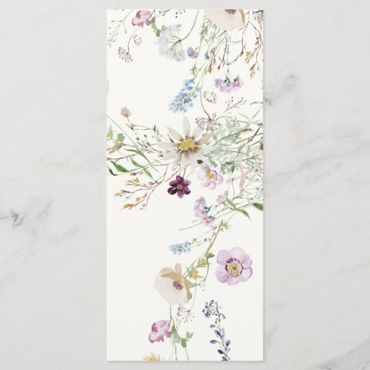 Menü "Feminine Wildblume Brautparty" Menükarte (Rückseite)