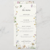 Menü "Feminine Wildblume Brautparty" Menükarte (Vorne/Hinten)