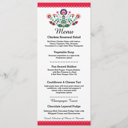 Menü Fiesta Party Mexican Red Wedding Empfang Menükarte (Vorderseite)