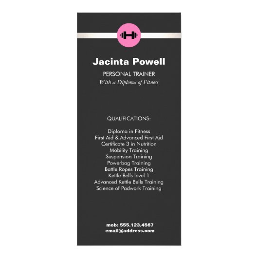 Menü "Fitness Personal Trainer Price List" (Vorne)