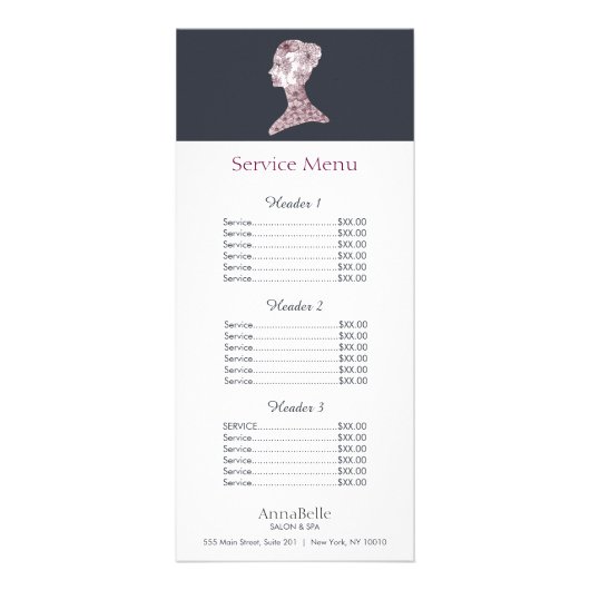 Menü "Floral Beauty Face Salon Price List (Vorne)