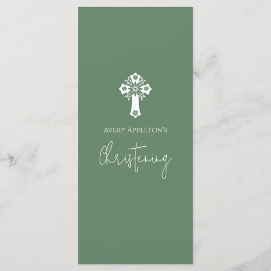 Menü Floral Cross Christeing Fern Green Menükarte (Rückseite)