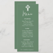 Menü Floral Cross Christeing Fern Green Menükarte (Vorne/Hinten)