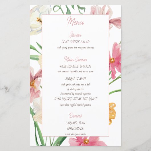 Menü "Floral First Holy Communion Foto" (Rückseite)