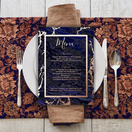 Menü "Foil & Navy Blue Wedding Food and Drinks" Folieneinladung
