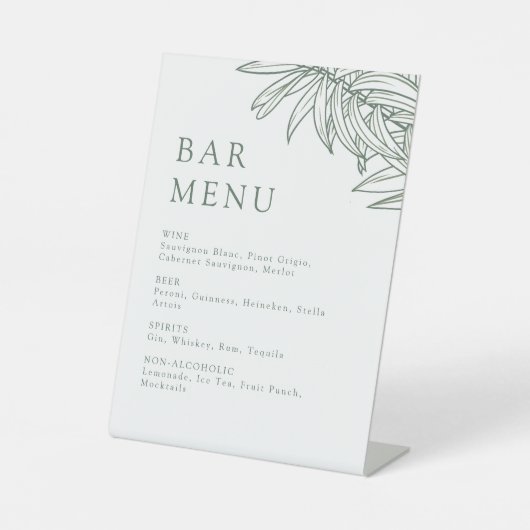 Menü "Forest Green Simple Botanic Bar Menu" Sockelschild (Vorderseite)