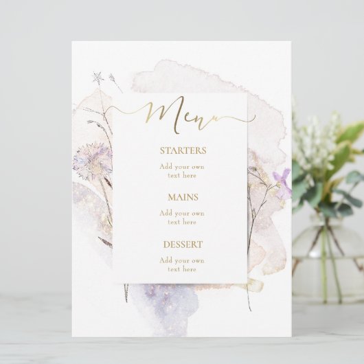 Menü für Aquarellmuster Menükarte (Stehend Vorderseite)