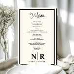 Menü für benutzerdefinierte Probe-Abendessen für H<br><div class="desc">Das Dinner Menu für Proben in Off White und Black Wedding Monogram, eine raffinierte Ergänzung zu Ihren Hochzeitsfeiern, die zeitlose Eleganz mit personalisiertem Charme verbindet. Diese Menüs sind perfekt gestaltet und Set für ein unvergessliches Probe-Dinner, eine Verlobungsfeier oder einen Hochzeitsempfang. Unsere eleganten Hochzeitsmenüs sind schlicht und raffiniert gestaltet und verfügen...</div>