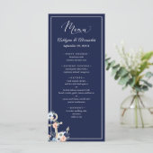 Menü für blaue Pfirsichkarten für Hochzeiten Menükarte (Stehend Vorderseite)