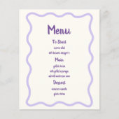 Menü für das Brautparty "Handgezeichnetes Lavendel (Vorderseite)