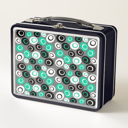 Menü für das Retro Oval Dots Muster Metall Brotdose (Vorderseite)