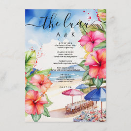 Menü für das tropische Hibiskus Beach Zielort Menükarte