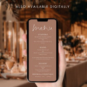 Menü für die Hochzeit von weißem Text mit druckbar