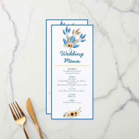 Menü für die Hochzeitsempfehlung Menükarte (Vorderseite/Rückseite Beispiel)