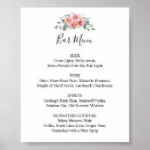 Menü für die Hochzeitsempfehlung Rosa Blumenschrif Poster (Vorne)