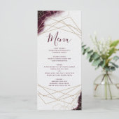 Menü für geometrische Rahmen mit Burgunder Wasserf Menükarte (Stehend Vorderseite)