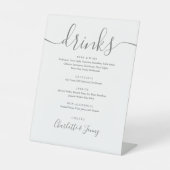 Menü für graue und weiße Signatur-Script-Drinks Sockelschild (Vorderseite)