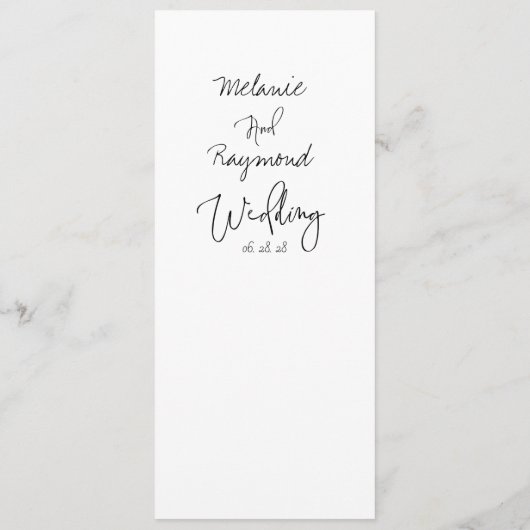 Menü für handgeschriebene Hochzeiten Menükarte (Rückseite)