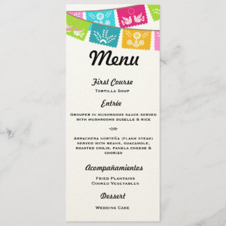 Menü für Hochzeit oder Fiesta Menükarte
