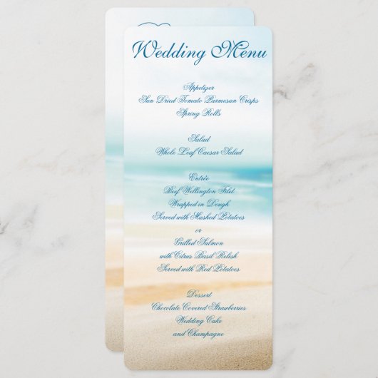Menü für Hochzeiten am Strand Menükarte (Vorne/Hinten)