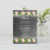 Menü für Hochzeiten auf Chalkboard-Rose Menükarte (Stehend Vorderseite)
