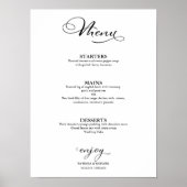 Menü für Hochzeiten Einfache Elegante Kalligrafie Poster (Vorne)