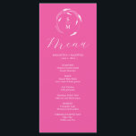 Menü für Hochzeiten Einfache Monogramm Fuchsia Pin Menükarte<br><div class="desc">Dieses elegante fuchsienrosa Hochzeitsmenü bietet ein einfaches Monogramm,  das mit Blumenzeilenkunst umgeben ist. Verwenden Sie die Vorlagenfelder,  um die Initialen,  Namen und benutzerdefinierten Menüelemente von Braut und Bräutigam hinzuzufügen. Ideal für Hochzeiten,  Probe Dinner,  Verlobungsfeiern und vieles mehr.</div>