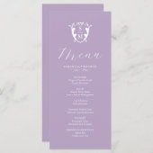 Menü für Hochzeiten Einfaches Monogramm Wappen Lil Menükarte (Vorne/Hinten)