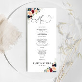 Menü für Hochzeiten in Burgund und der Marine Menükarte