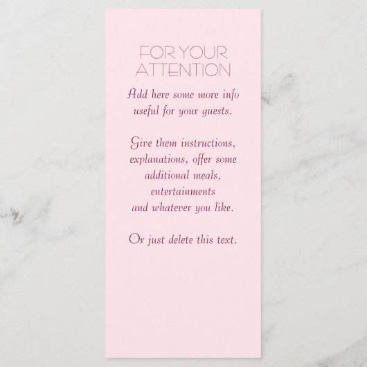 Menü für Hochzeiten Menükarte (Rückseite)