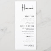 Menü für Hochzeiten oder Verlobungen mit Namen Menükarte (Vorderseite)