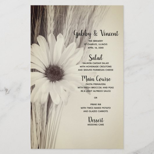 Menü für Hochzeiten von getrocknetem Weizen und Da (Vorderseite)