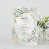 Menü für Hochzeiten von grün blühenden goldfarbene (Stehend Vorderseite)