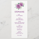 Menü für Hochzeiten von lila Rose Menükarte (Vorderseite)