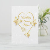 Menü für Hochzeitsabende Gold Colored Heart Butter Einladung (Stehend Vorderseite)