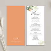 Menü für Hochzeitsabende Wasserfarben Peach Floral Menükarte