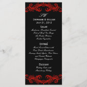 Menü für Hochzeitsempfang in Rot und Schwarz Menükarte (Vorderseite)