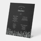Menü für Hochzeitsgetränke in Schwarz und Weiß Sockelschild (Vorderseite)