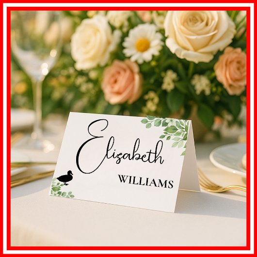 Menü für Hochzeitskarten mit grünen Blätter