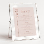 Menü für Hochzeitsmahlzeiten in Rosa<br><div class="desc">Elegante Speisekarte für Hochzeitsessen mit einer einfachen,  sauberen Linie,  die den ersten Eindruck des Ehepaares auf der Seite vermittelt. Der Hintergrund ist rot.</div>