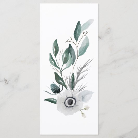 Menü für Hochzeitsmahlzeiten in Wasserfarben Menükarte (Rückseite)