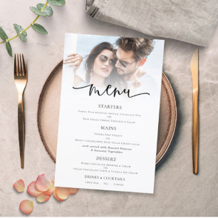 Menü für Hochzeitsskripte mit dem Foto