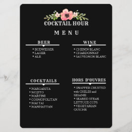 MENÜ FÜR individuell anpassbare COCKTAIL-STUNDEN Menükarte