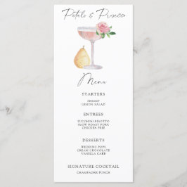 Menü für Petals und Prosecco-Brautparty Menükarte