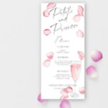 Menü für Petals und Prosecco-Brautparty Menükarte<br><div class="desc">Elegante Rose mit Champagnerglas und Text "Petals and Prosecco".</div>