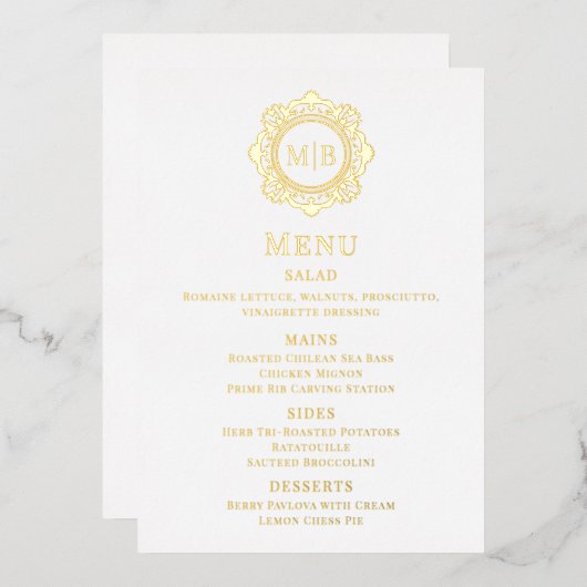 Menü für verzierte Blumenmuster Folieneinladung (Vorderseite/Rückseite)