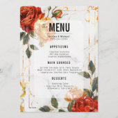 Menü + Getränke Marmorträume Orange Rose Menükarte (Vorderseite)