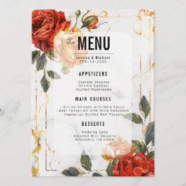 Menü + Getränke Marmorträume Orange Rose Menükarte